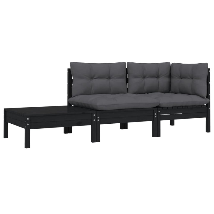 Loungegrupp Med Dynor 3 Delar Massiv Furu