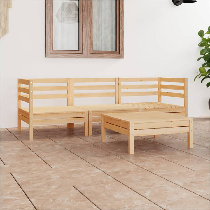 Loungegrupp För Trädgården 4 Delar Massiv Furu
