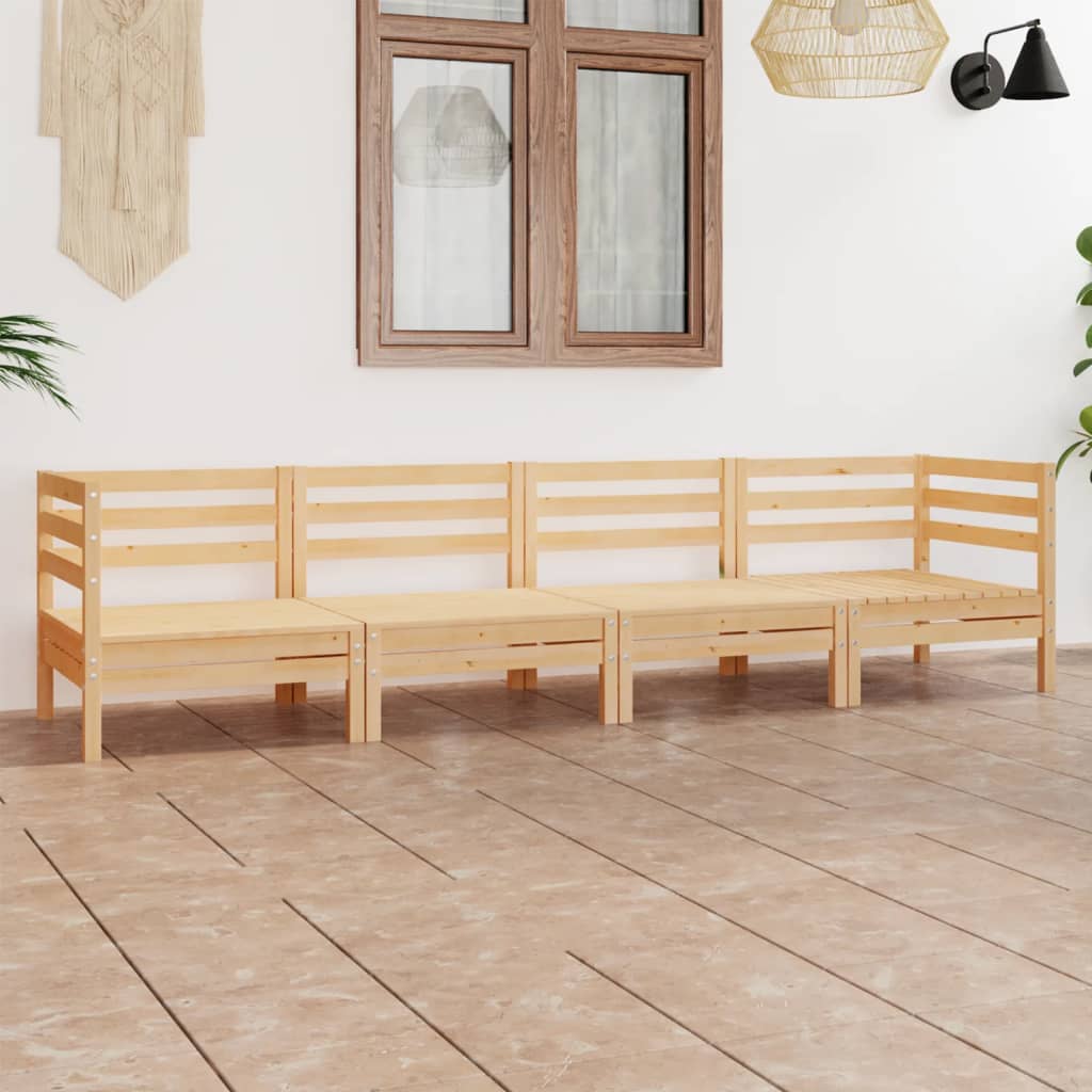 Loungegrupp För Trädgården 4 Delar Massiv Furu