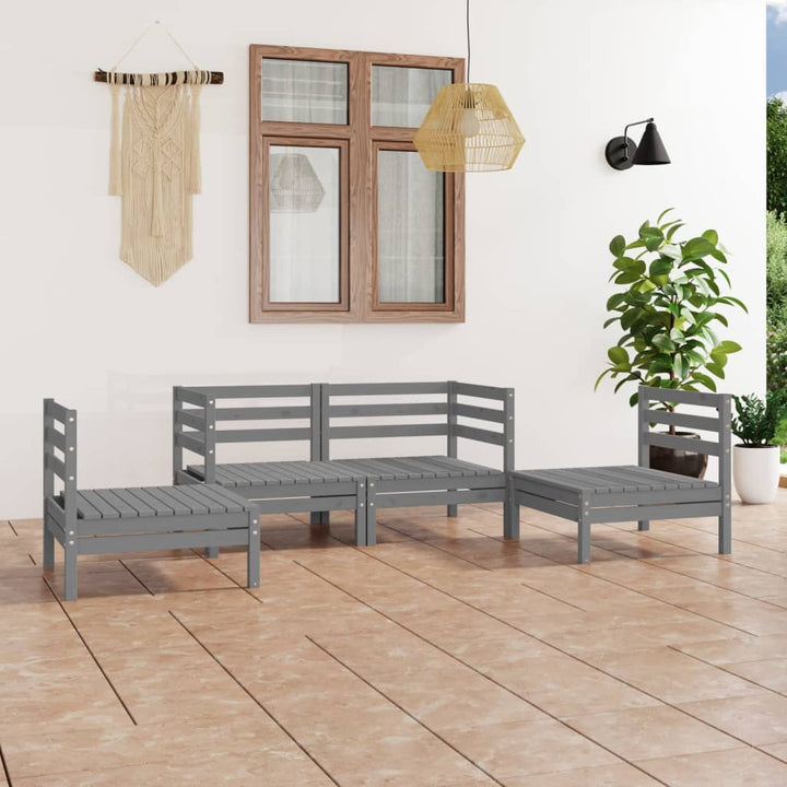 Loungegrupp För Trädgården 4 Delar Massiv Furu