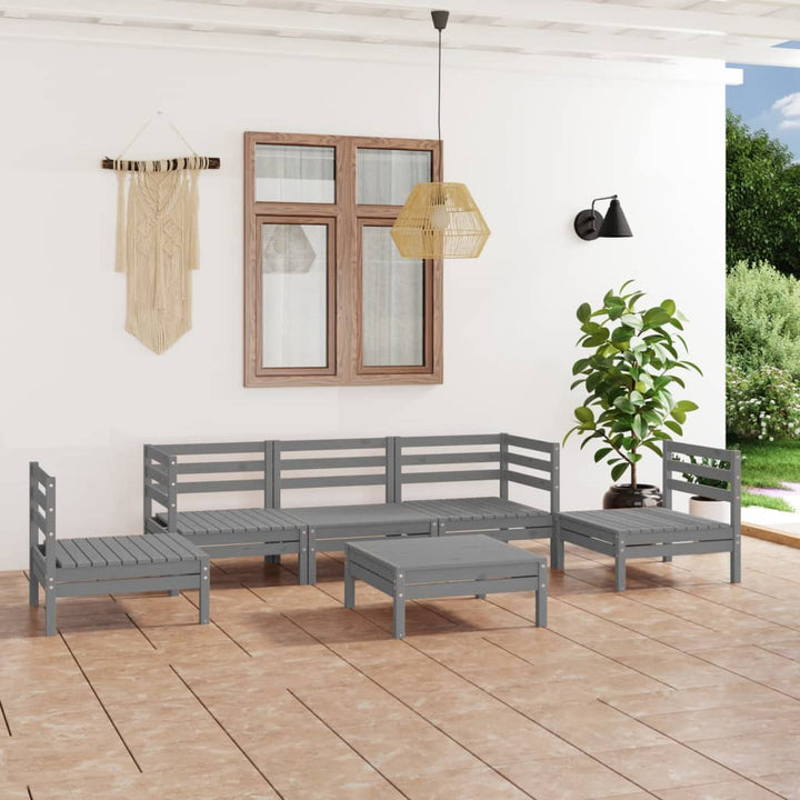 Loungegrupp För Trädgården 6 Delar Massiv Furu