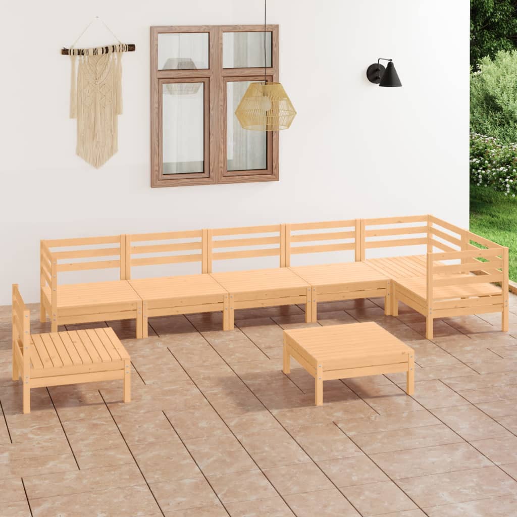 Loungegrupp För Trädgården 8 Delar Massiv Furu