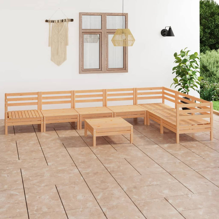 Loungegrupp För Trädgården 8 Delar Massiv Furu