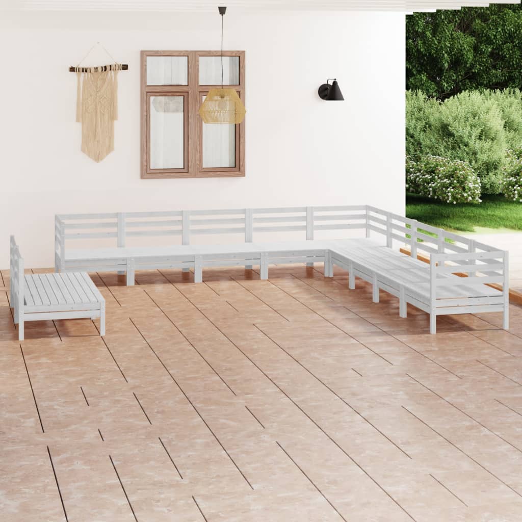 Loungegrupp För Trädgården 11 Delar Massiv Furu