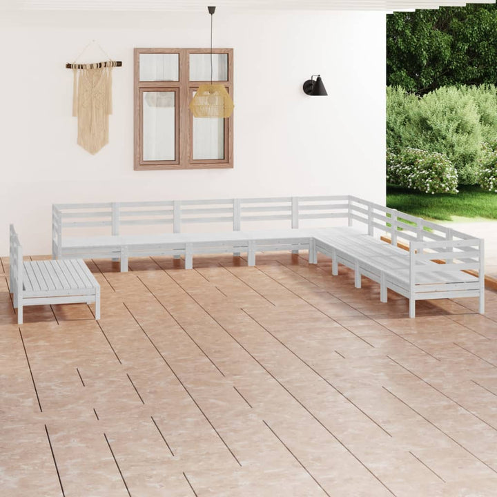Loungegrupp För Trädgården 11 Delar Massiv Furu