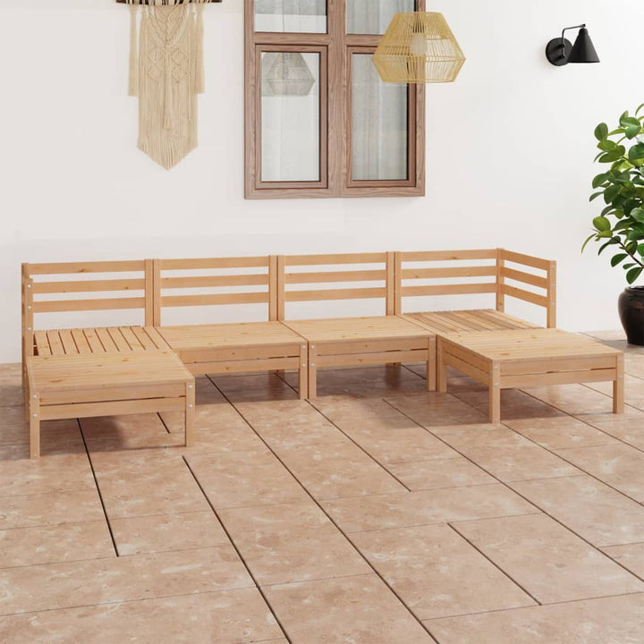 Loungegrupp För Trädgården 6 Delar Massiv Furu