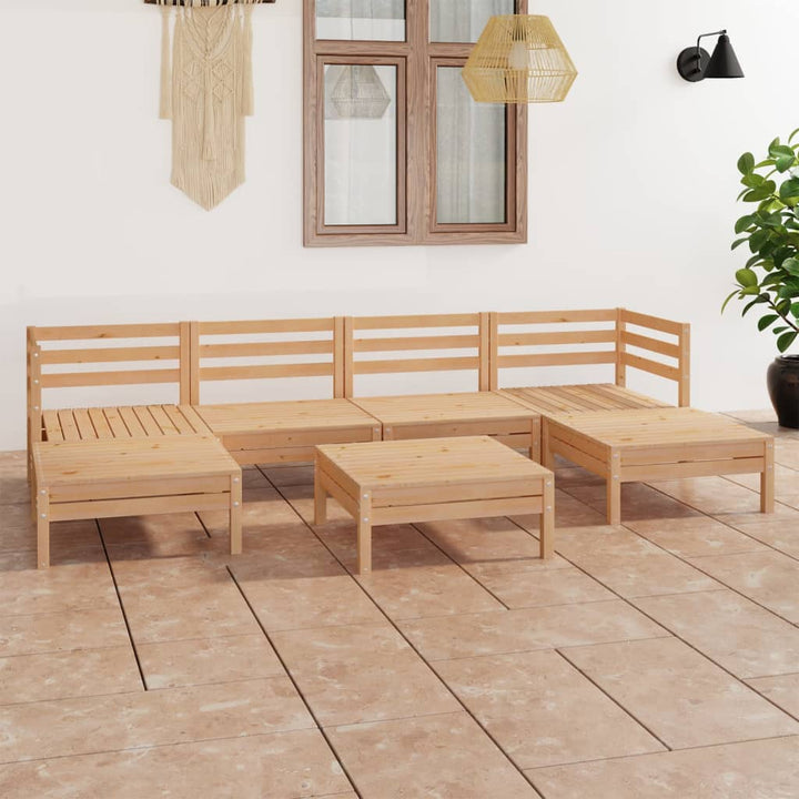Loungegrupp För Trädgården 7 Delar Massiv Furu