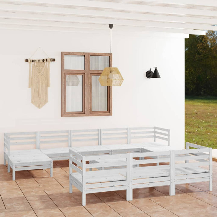 Loungegrupp För Trädgården 11 Delar Massiv Furu