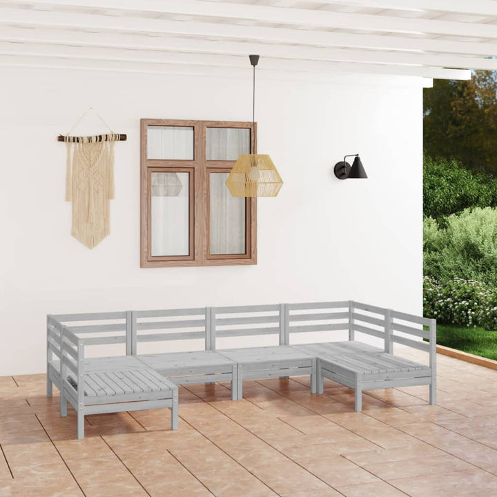 Loungegrupp För Trädgården 6 Delar Massiv Furu