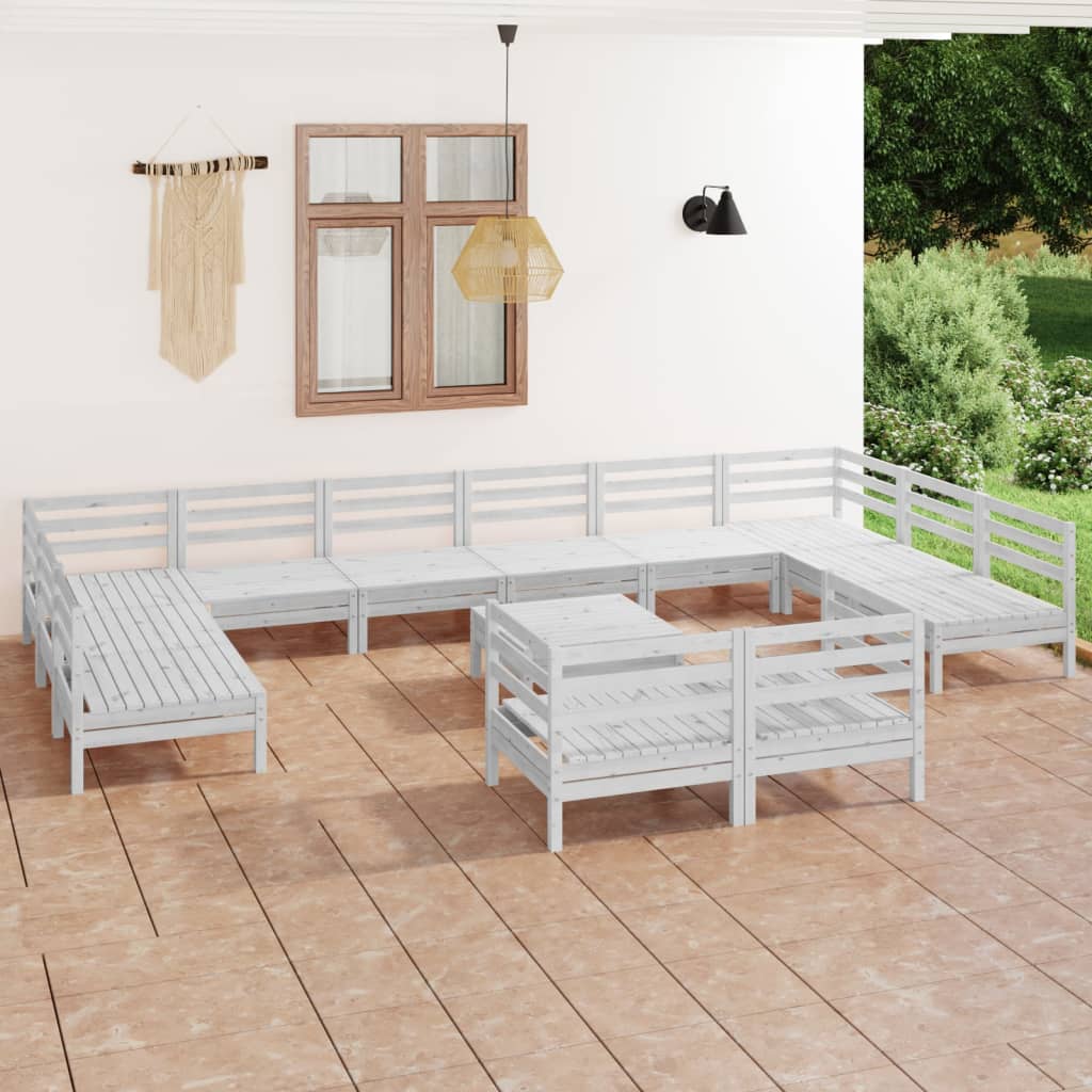 Loungegrupp För Trädgården 13 Delar Massiv Furu