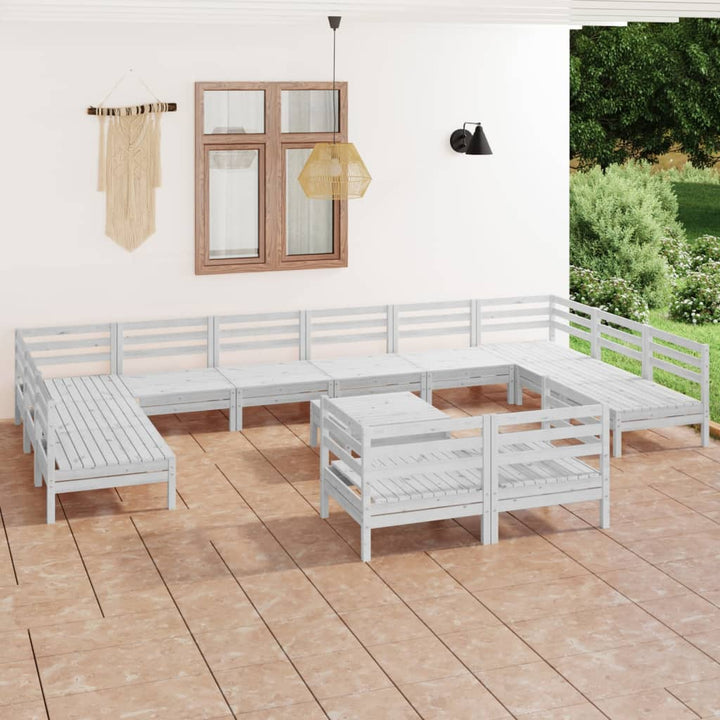 Loungegrupp För Trädgården 13 Delar Massiv Furu
