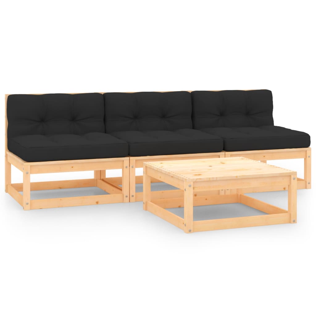 Loungegrupp Med Dynor 4 Delar Massiv Furu