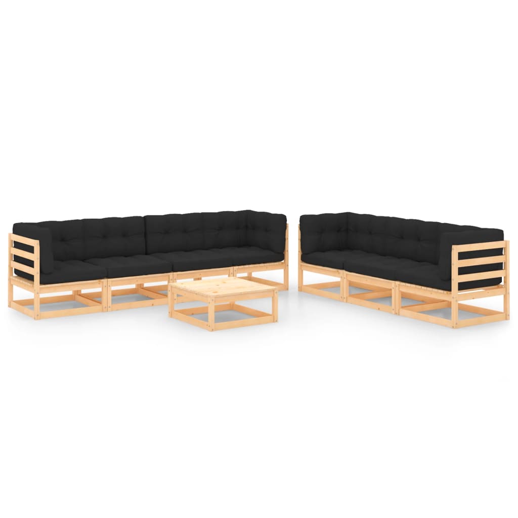 Loungegrupp Med Dynor 8 Delar Massiv Furu