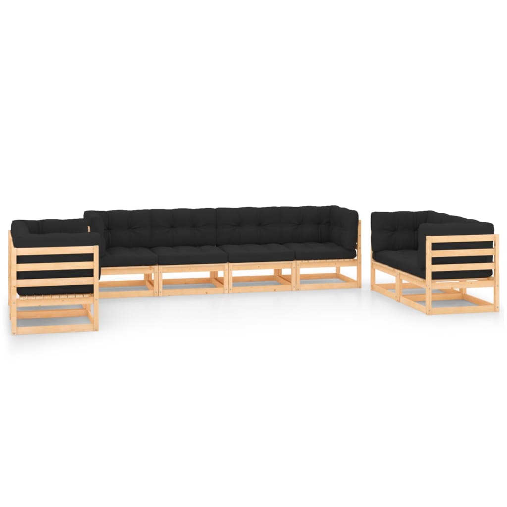 Loungegrupp Med Dynor 8 Delar Massiv Furu