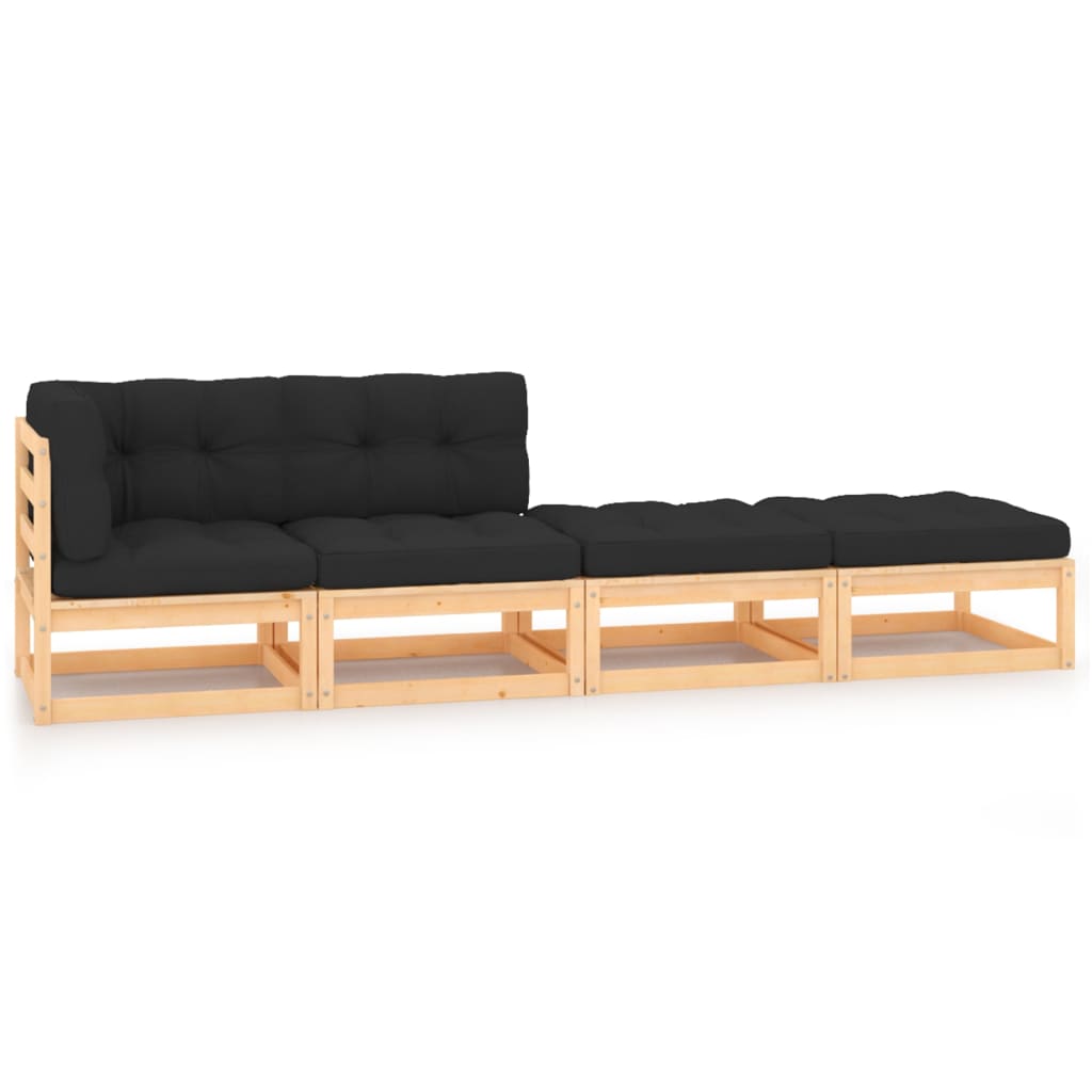 Loungegrupp Med Dynor 4 Delar Massiv Furu