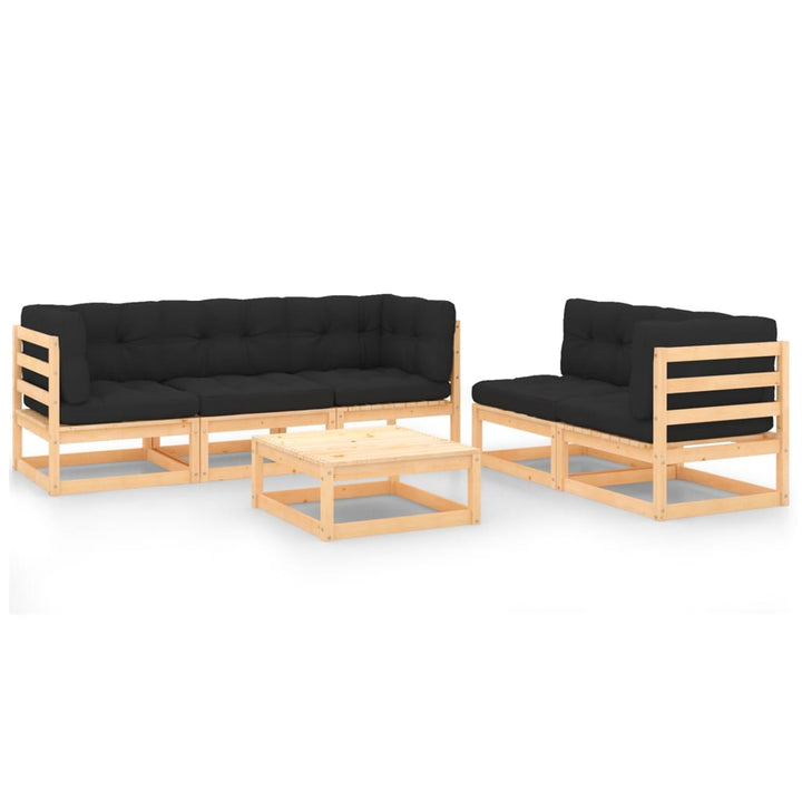 Loungegrupp Med Dynor 6 Delar Massiv Furu