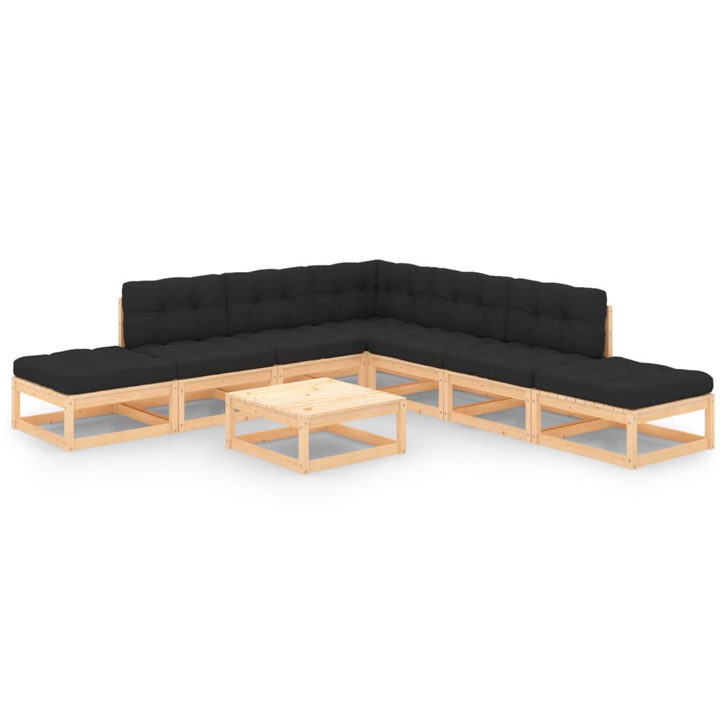 Loungegrupp Med Dynor 8 Delar Massiv Furu