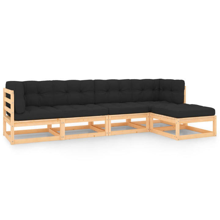 Loungegrupp Med Dynor 5 Delar Massiv Furu