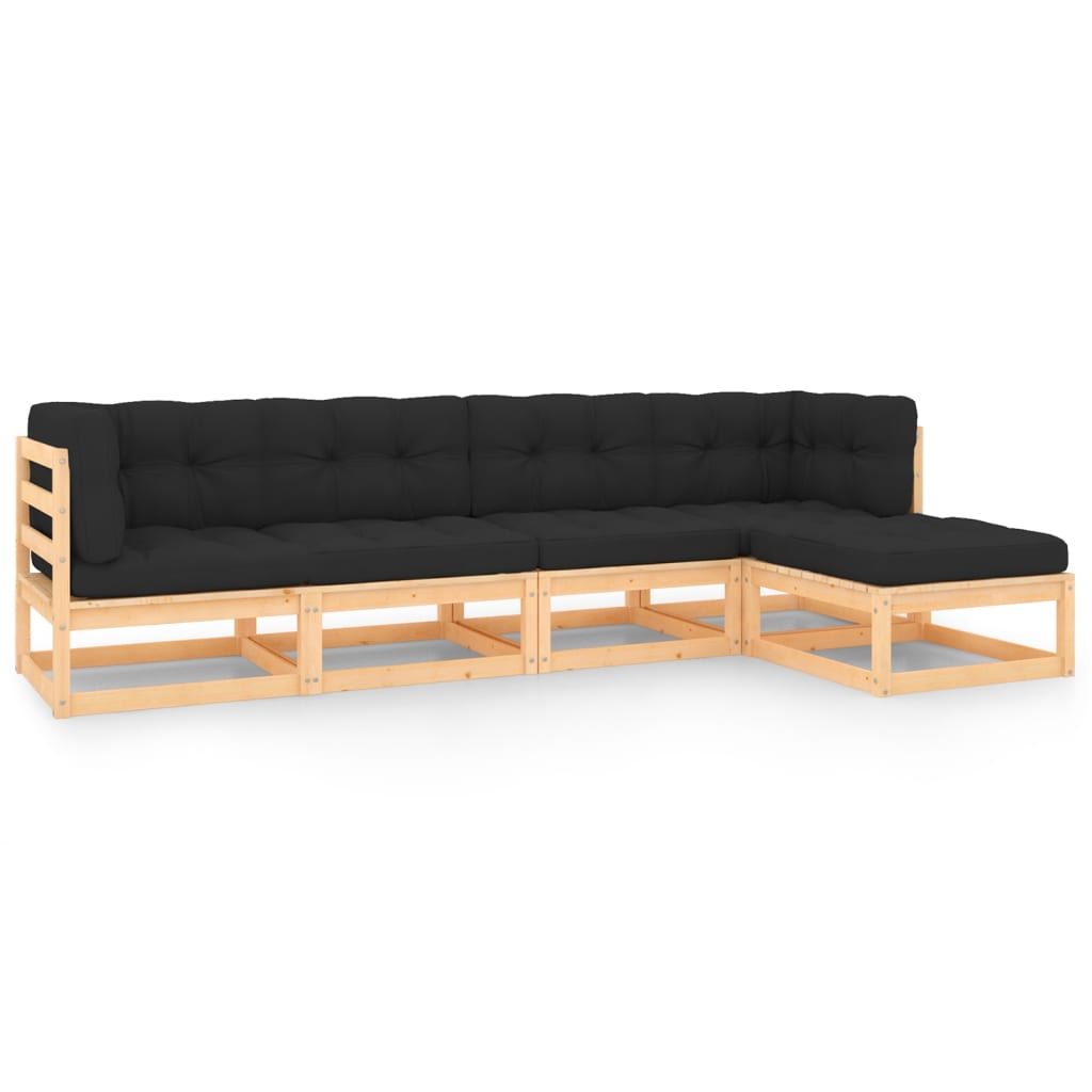 Loungegrupp Med Dynor 5 Delar Massiv Furu