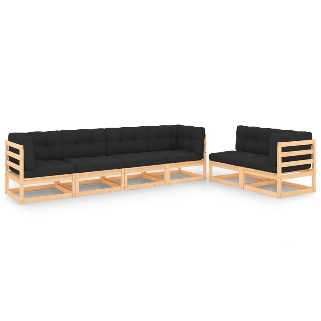 Loungegrupp Med Dynor 6 Delar Massiv Furu