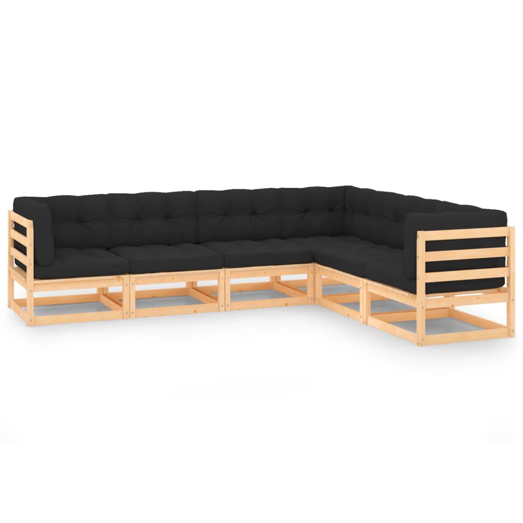 Loungegrupp Med Dynor 6 Delar Massiv Furu