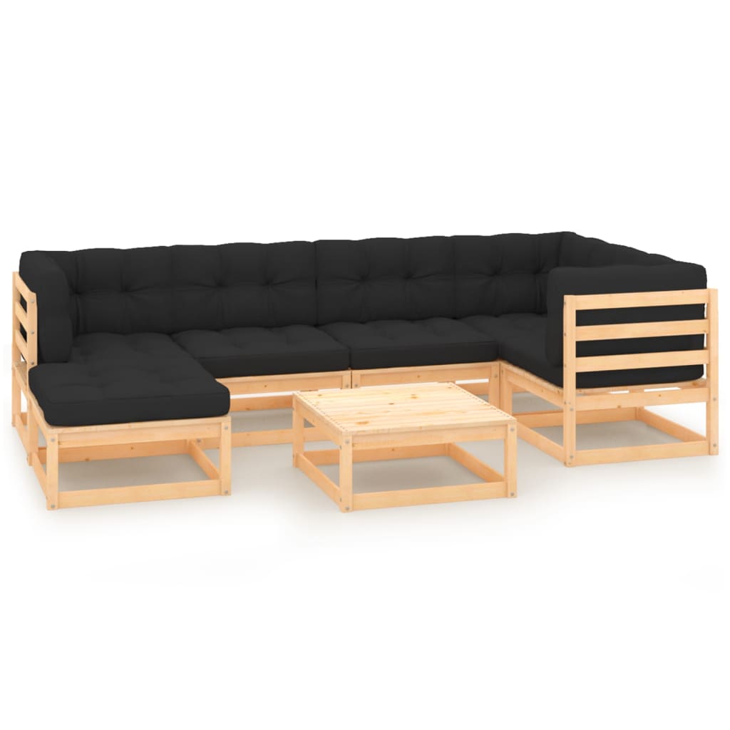 Loungegrupp 7 Delar Honungbrun Massiv Furu
