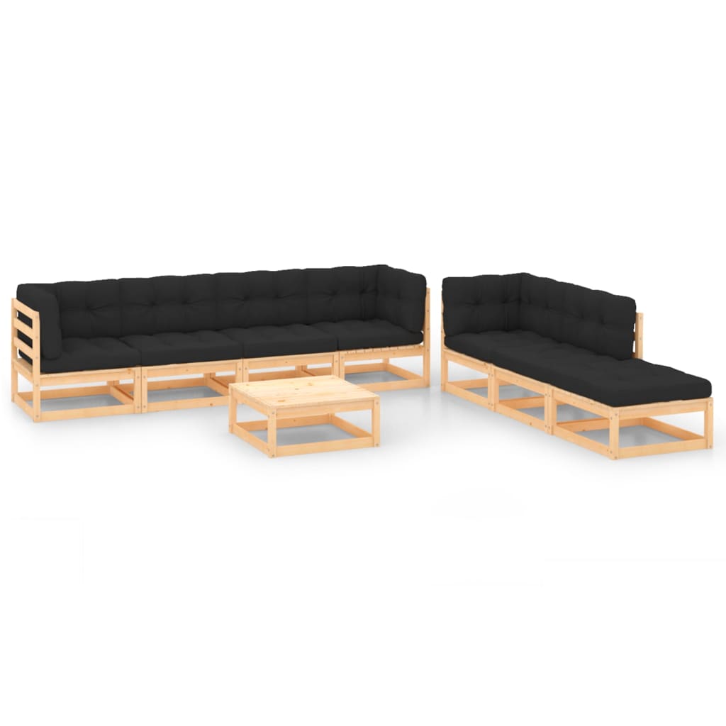 Loungegrupp 8 Delar Massiv Furu