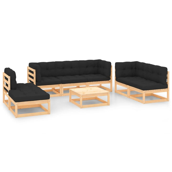 Loungegrupp 8 Delar Massiv Furu