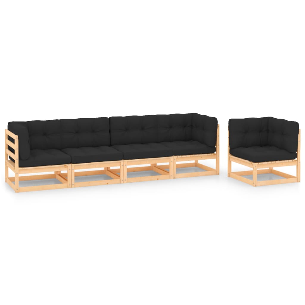 Loungegrupp 5 Delar Massiv Furu