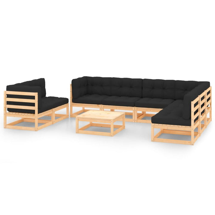 Loungegrupp För Trädgården Med Dynor 9 Delar Massiv Furu
