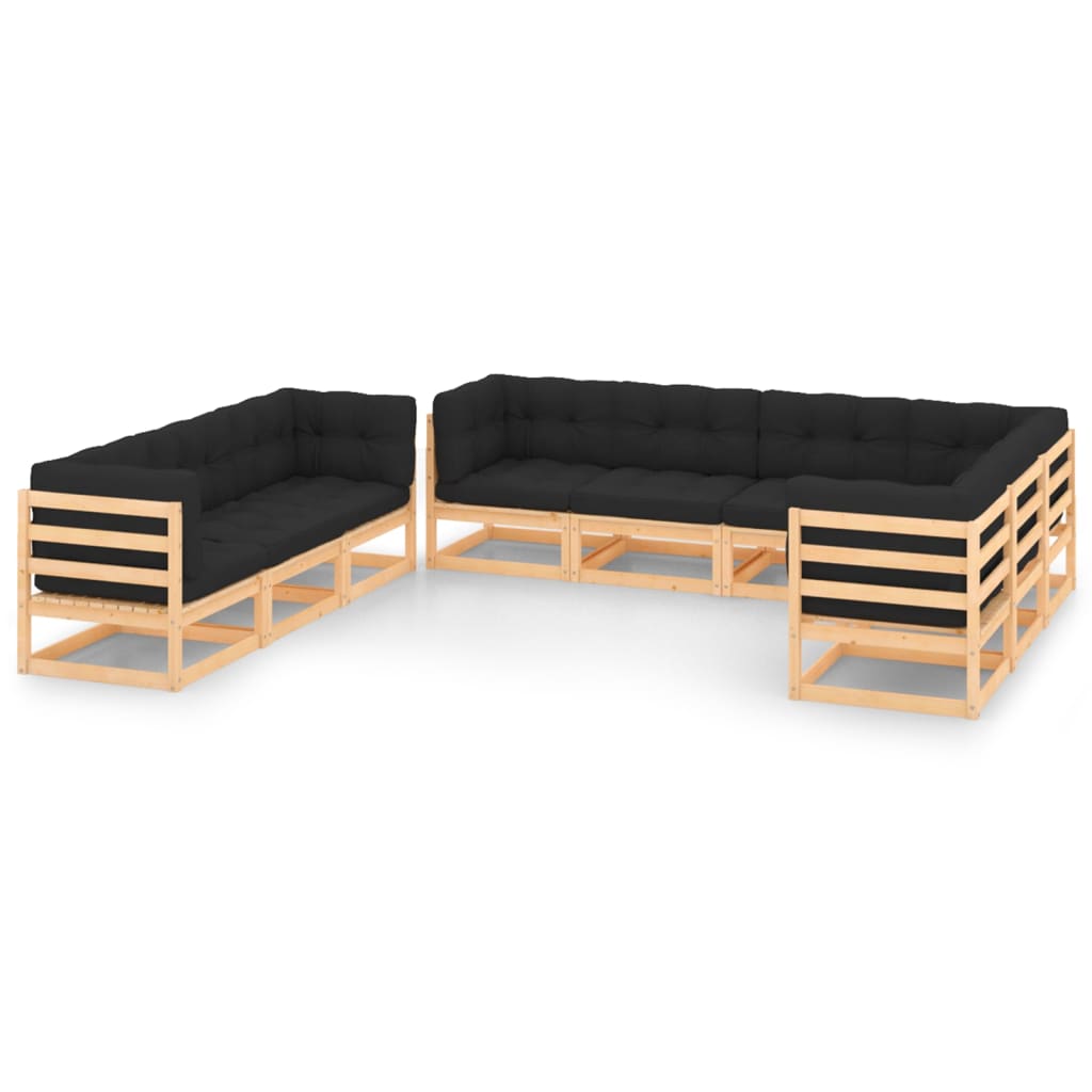 Loungegrupp 9 Delar Massiv Furu