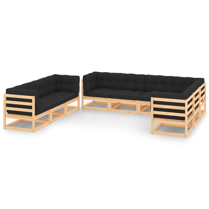 Loungegrupp 9 Delar Massiv Furu