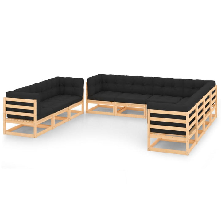 Loungegrupp 10 Delar Massiv Furu