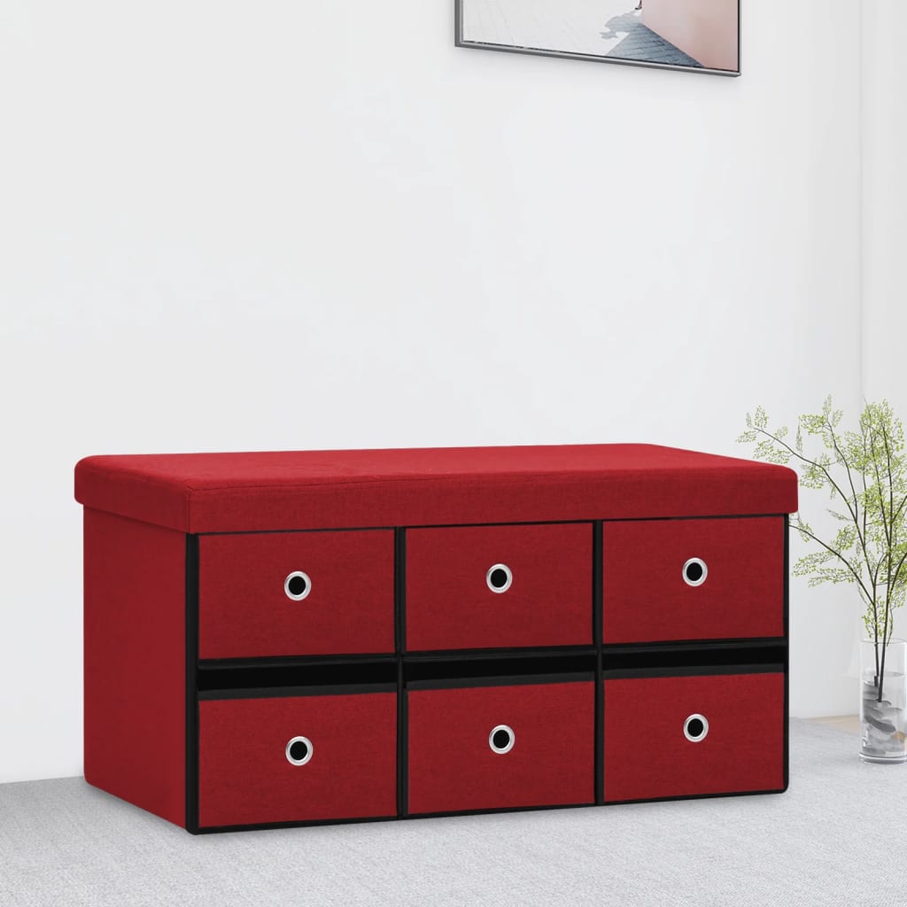 Hopfällbar Förvaringsbänk 76X38X38 Cm Konstlinne