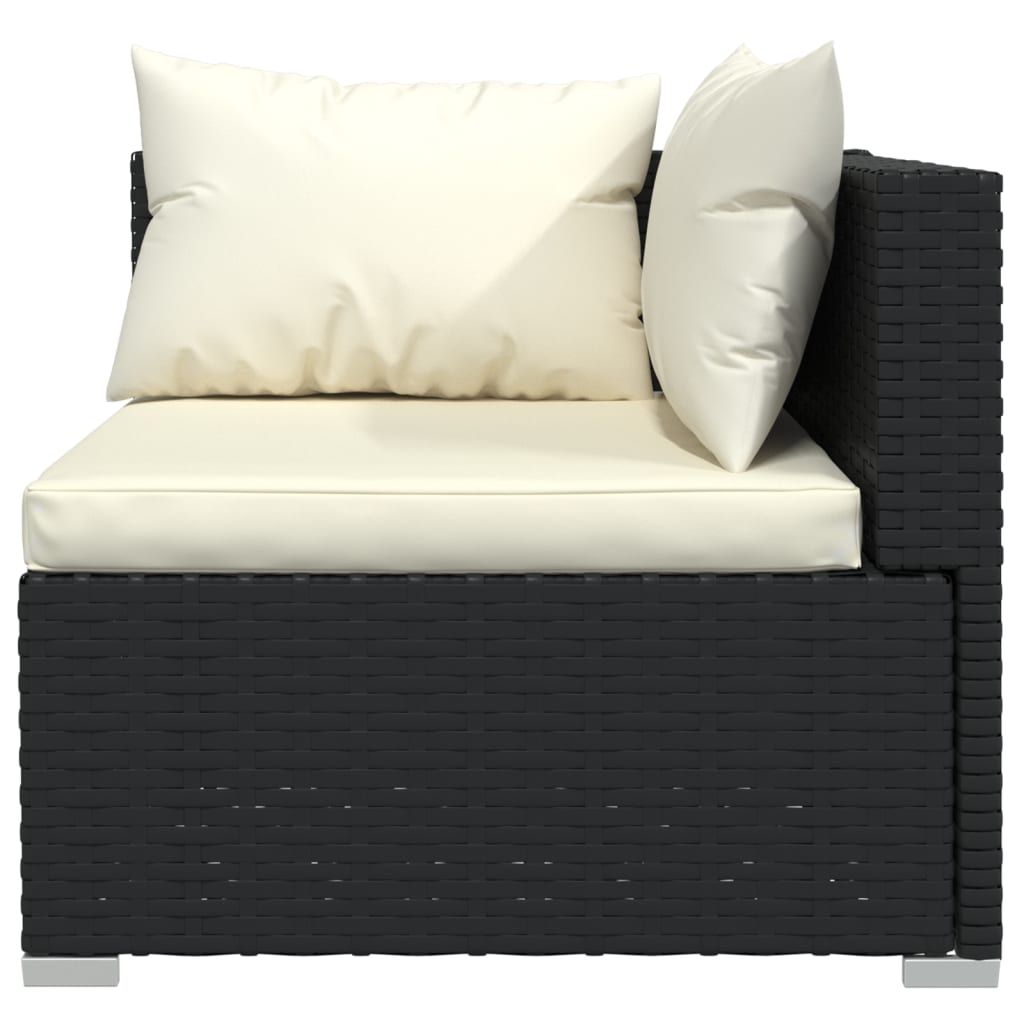 Loungegrupp För Trädgården Med Dynor 3 Delar Konstrotting Svart