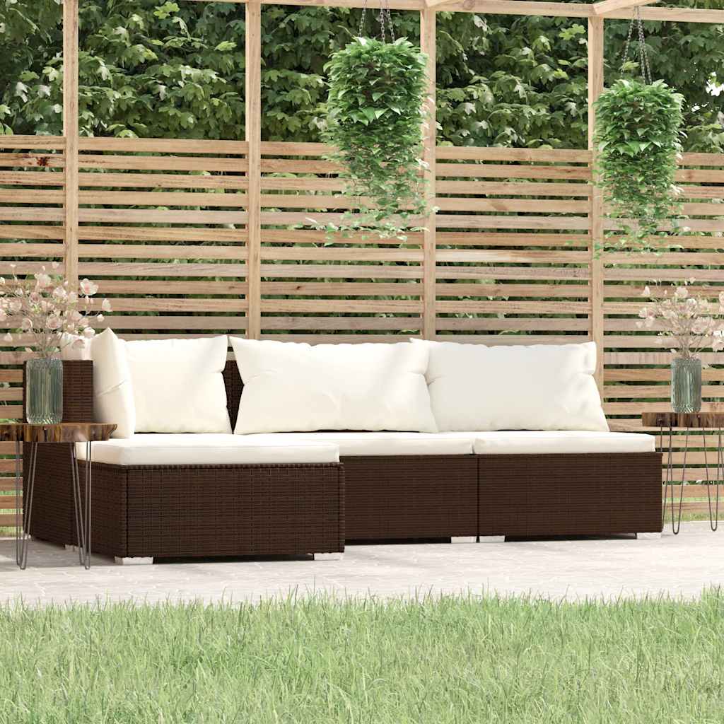 Loungegrupp För Trädgården Med Dynor 5 Delar Konstrotting Svart