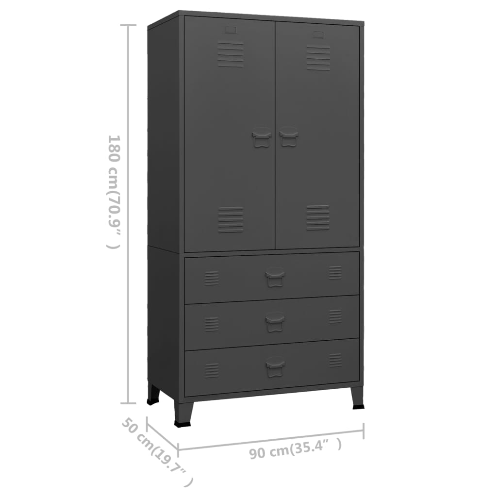 Garderob Industriell 90X50X180 Cm Metall