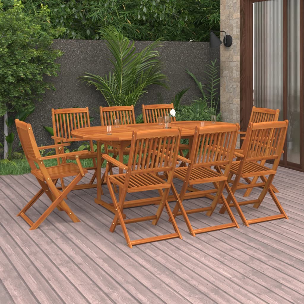 Matgrupp För Trädgården 9 Delar 180X90X75 Cm Massivt Akaciaträ