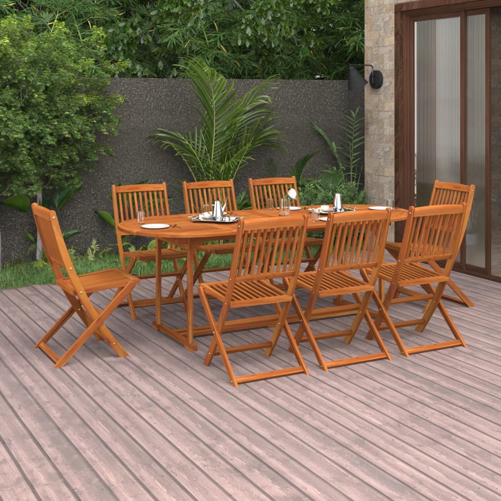 Matgrupp För Trädgården 9 Delar 220X90X75 Cm Massivt Akaciaträ
