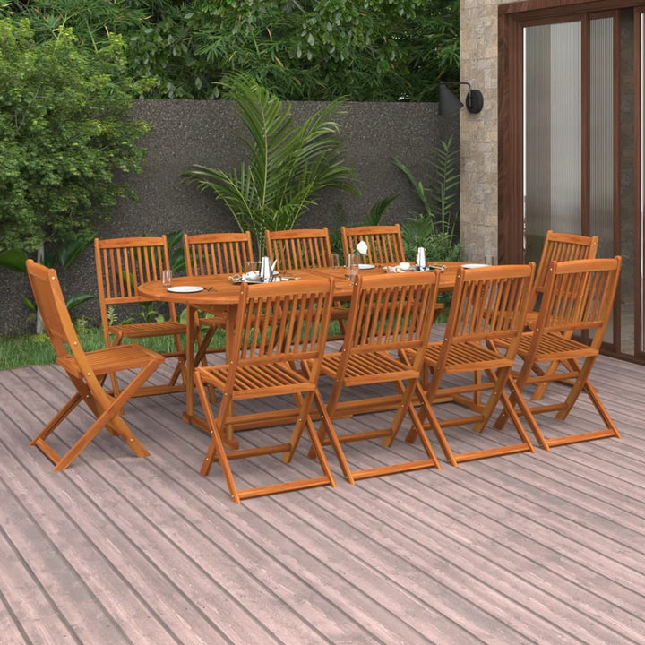 Matgrupp För Trädgården 11 Delar 220X90X75 Cm Massivt Akaciaträ