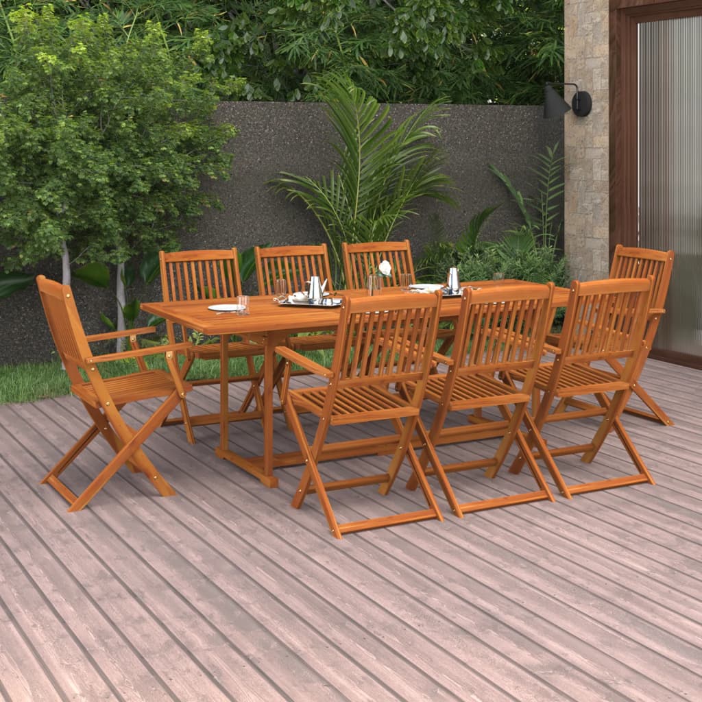 Matgrupp För Trädgården 11 Delar 220X90X75 Cm Massivt Akaciaträ