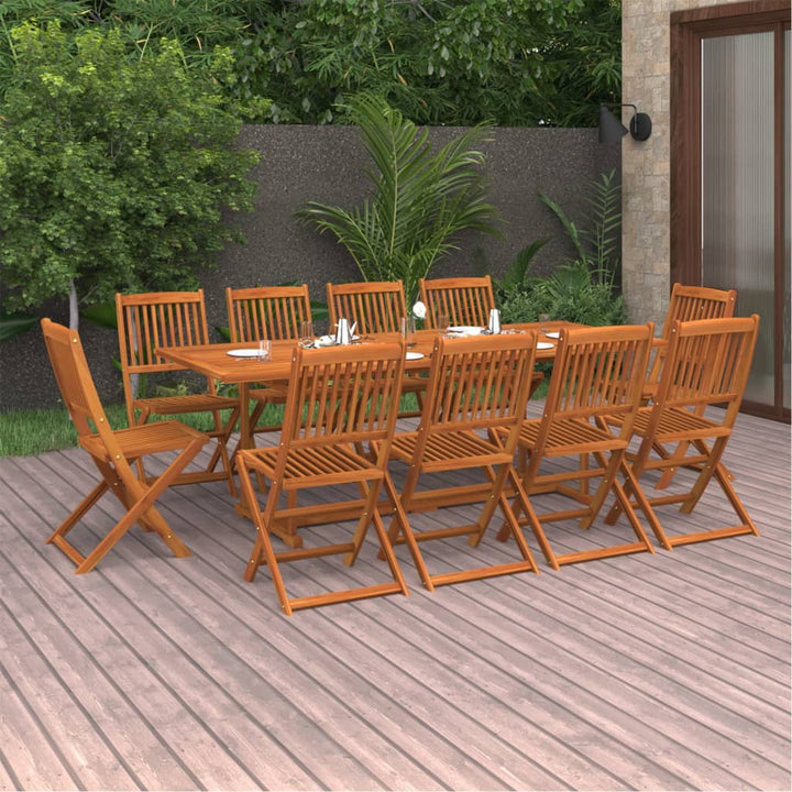 Matgrupp För Trädgården 11 Delar 220X90X75 Cm Massivt Akaciaträ