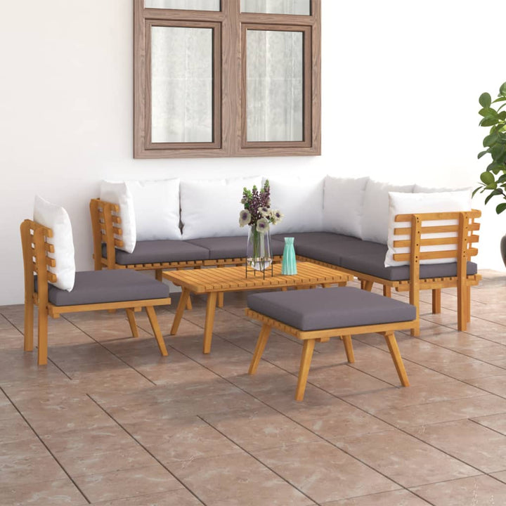 Loungegrupp För Trädgården Med Dynor 4 Delar Massivt Akaciaträ