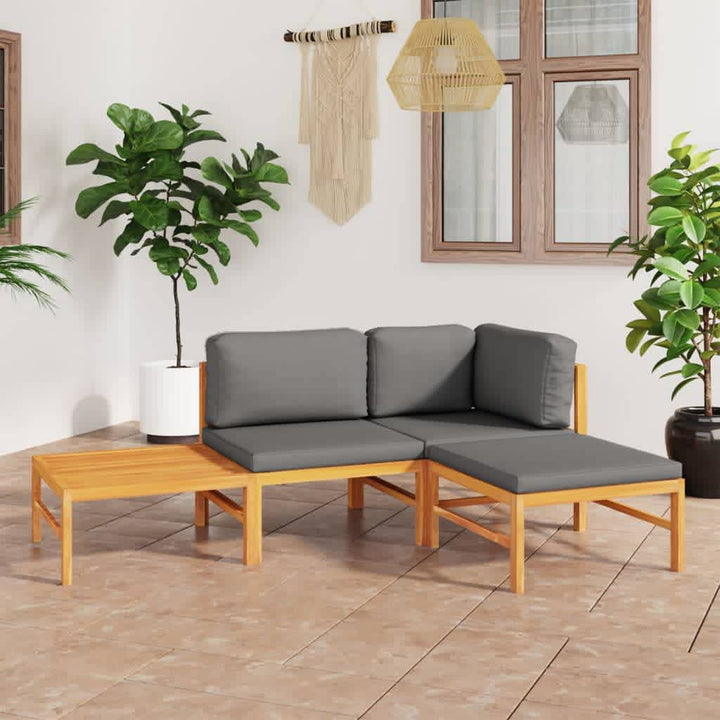 Soffa För Trädgården Med Dynor Massiv Teak