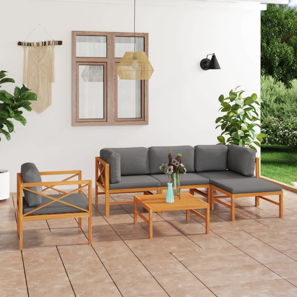Soffa För Trädgården Med Dynor Massiv Teak