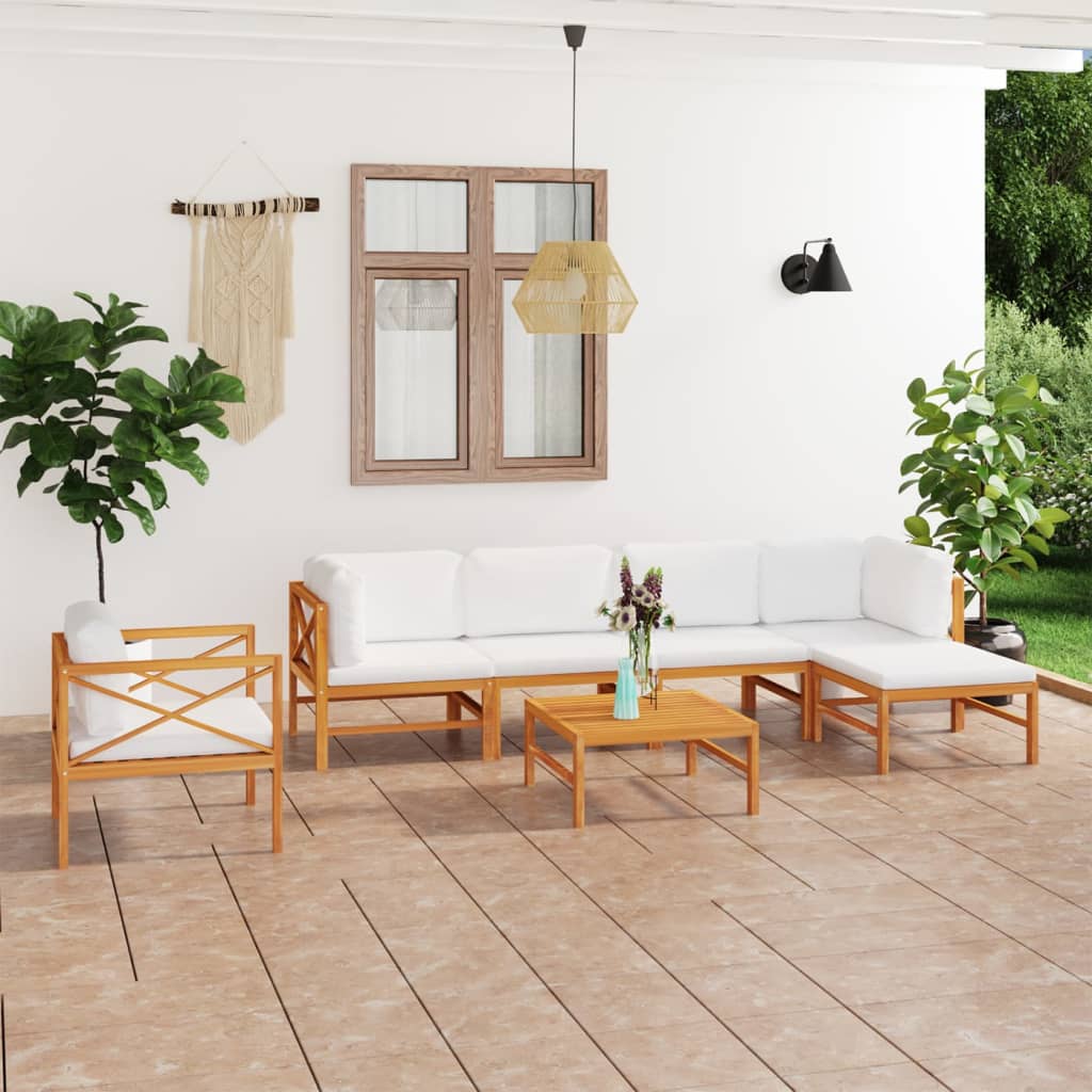 Soffa För Trädgården Med Dynor Massiv Teak
