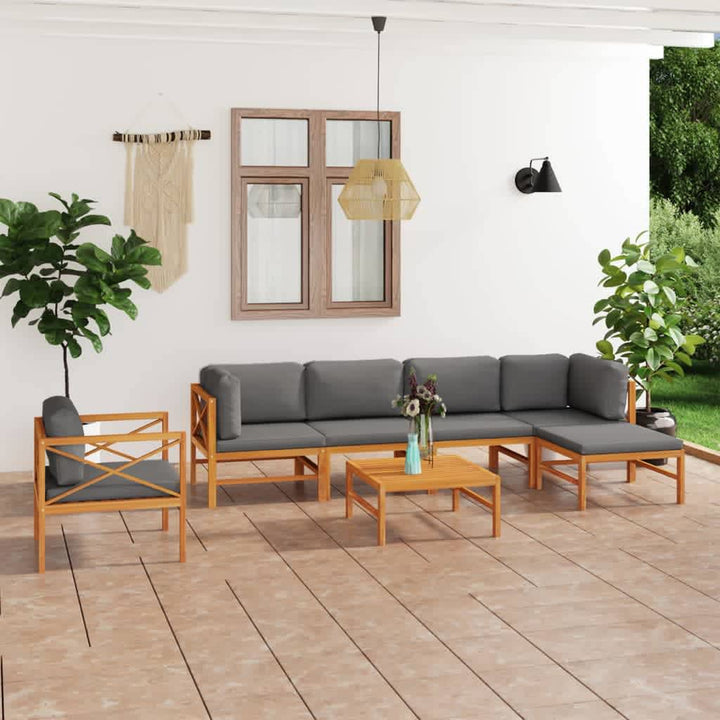 Soffa För Trädgården Med Dynor Massiv Teak