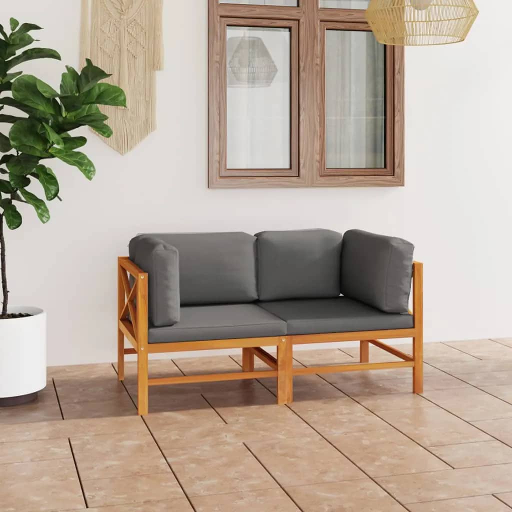 Soffa För Trädgården Med Dynor Massiv Teak
