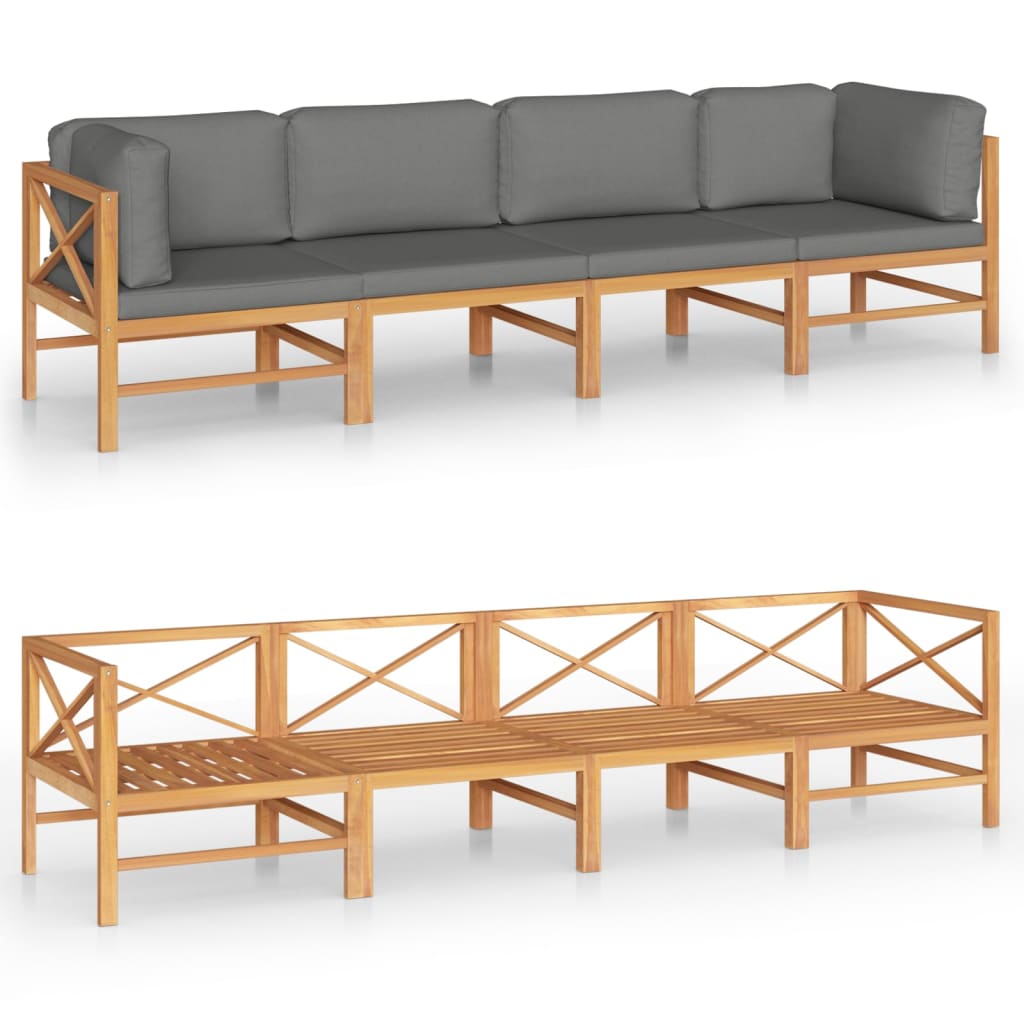 Soffa För Trädgården Med Dynor Massiv Teak