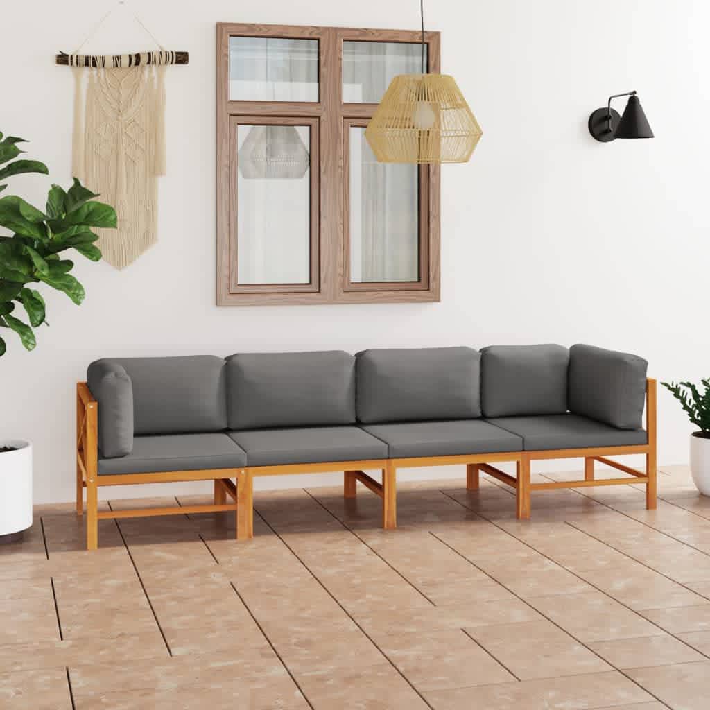 Soffa För Trädgården Med Dynor Massiv Teak